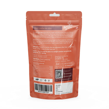 Berries And Nuts Premium Whole Dried Cranberries 1 Kg| Antioxidant Rich, Dietary Fiber, No Gluten, Immunity Booster | 5 Pack of 200 Grams